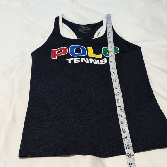 Ralph Lauren Navy Blue Tank Top with Multicolor POLO Tennis Logo - Picture 8 of 10